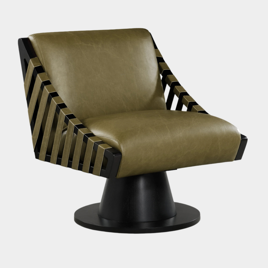 Millwin Vegan Leather Upholstered Swivel Accent Chair