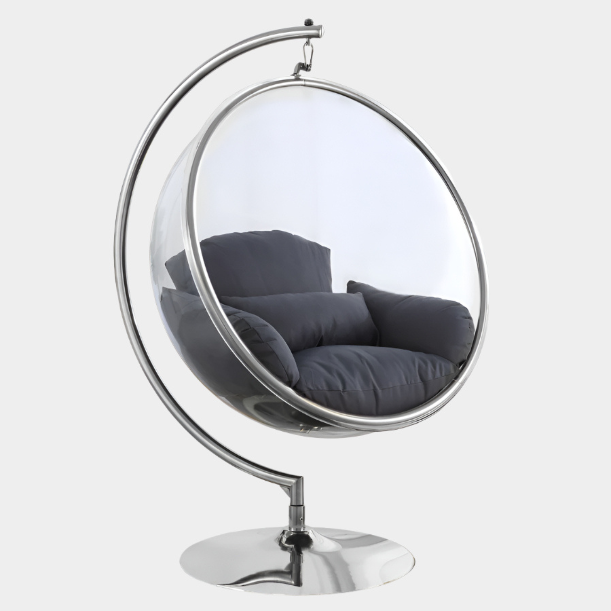 Luna Acrylic And Fabric Upholstered Swing Bubble Accent Chair