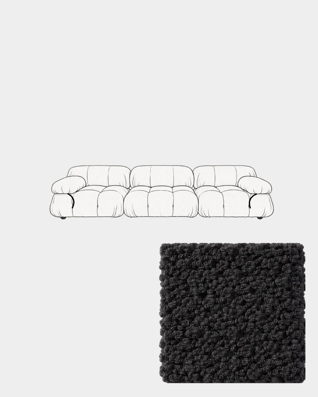 Mario Bellini Three-Seater Boucle Sofa