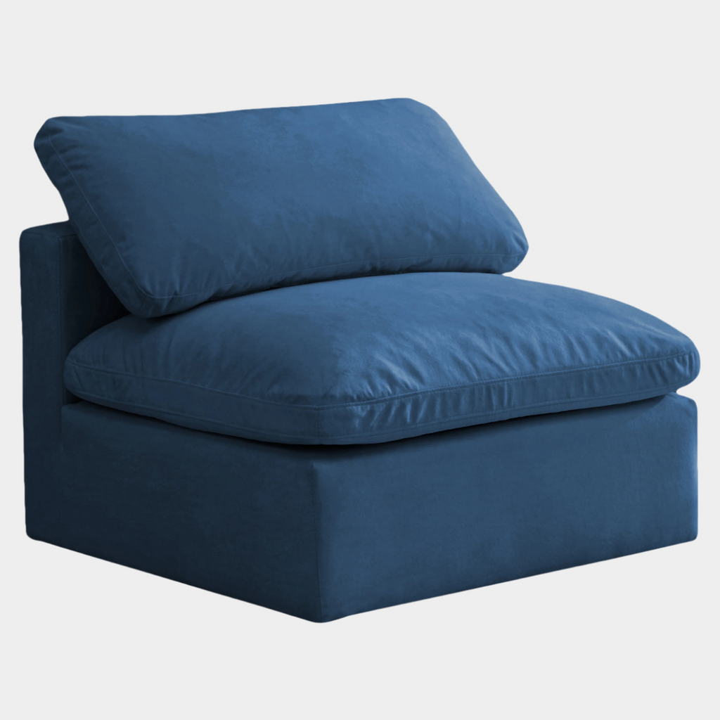 Plush Velvet Upholstered Standard Comfort Modular Armless Chair