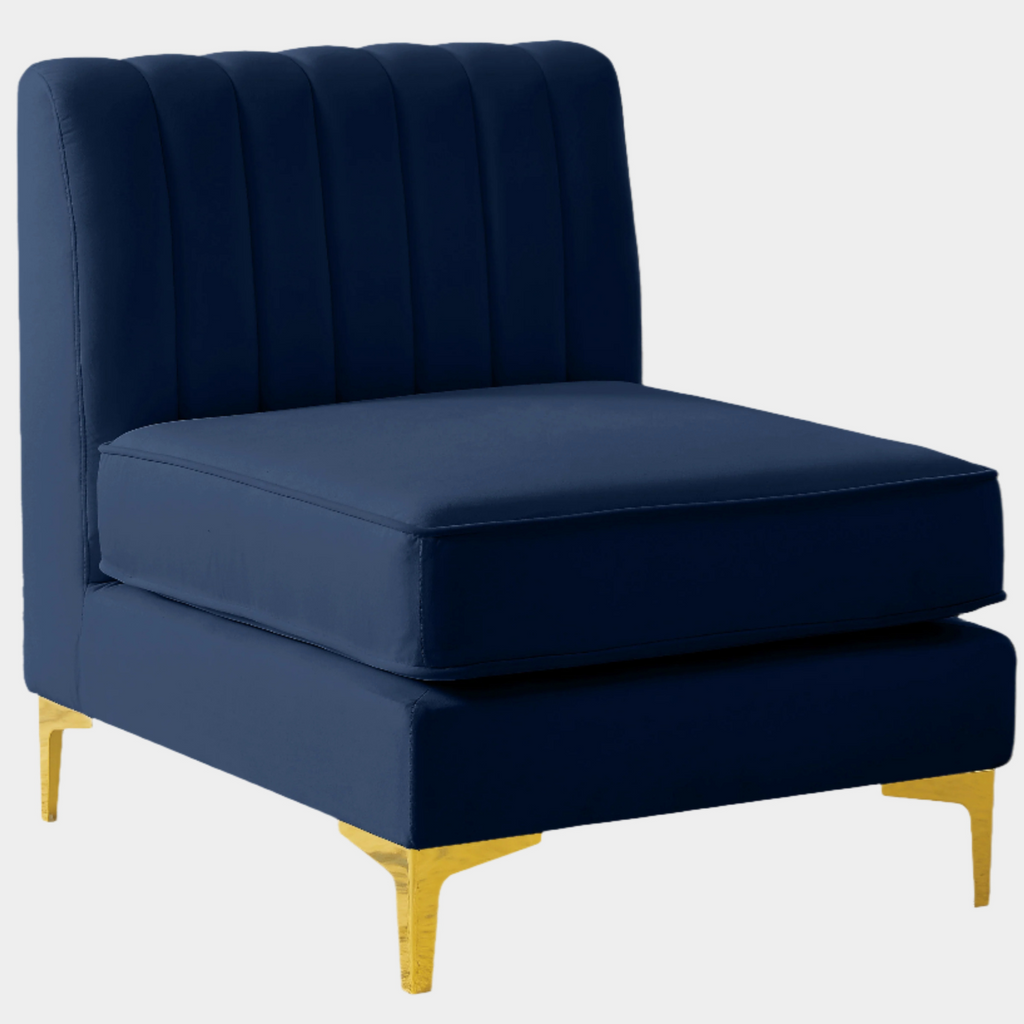 Alina Velvet Upholstered Modular Armless Chair
