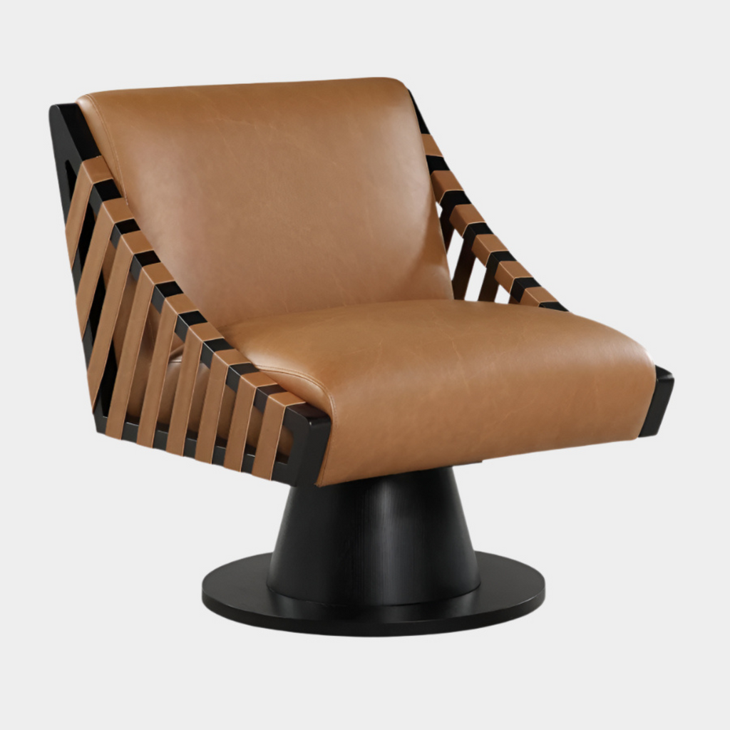 Millwin Vegan Leather Upholstered Swivel Accent Chair