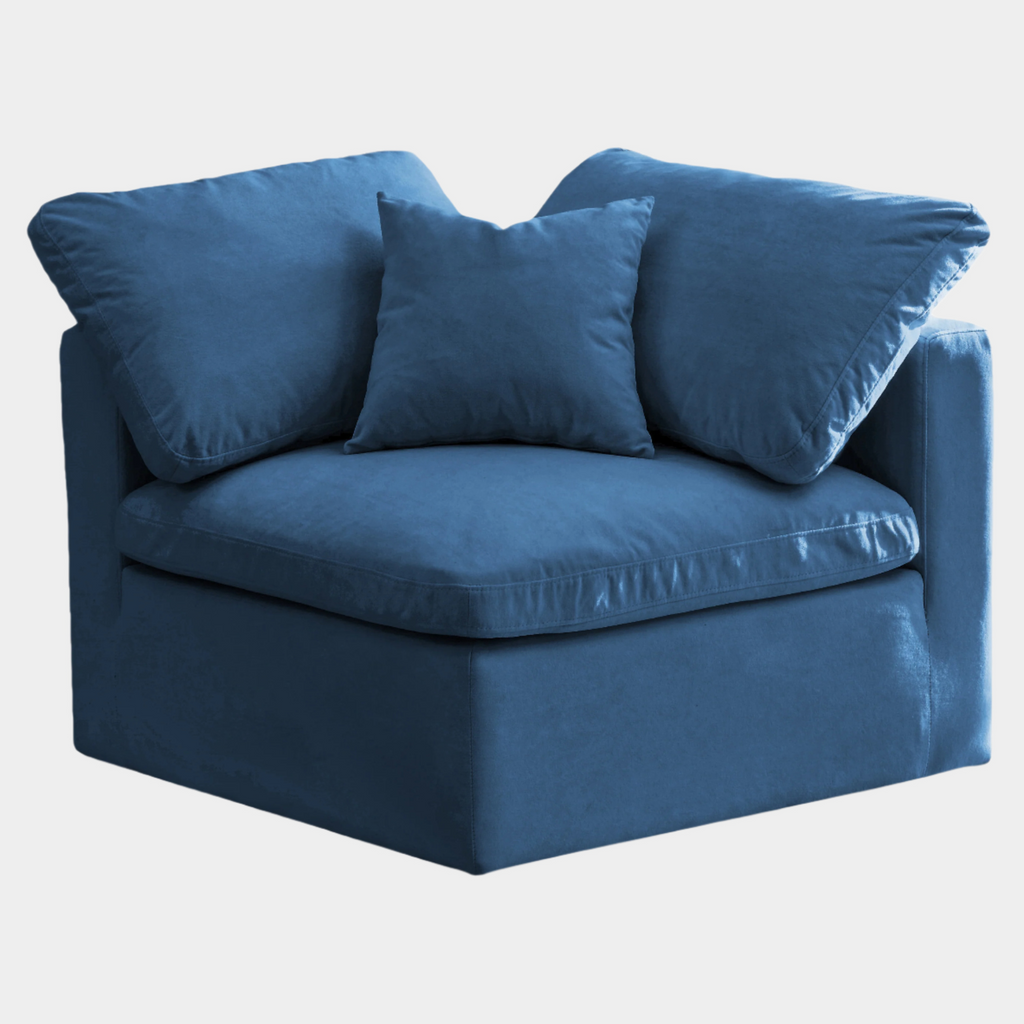 Plush Velvet Upholstered Standard Comfort Modular Corner Chair