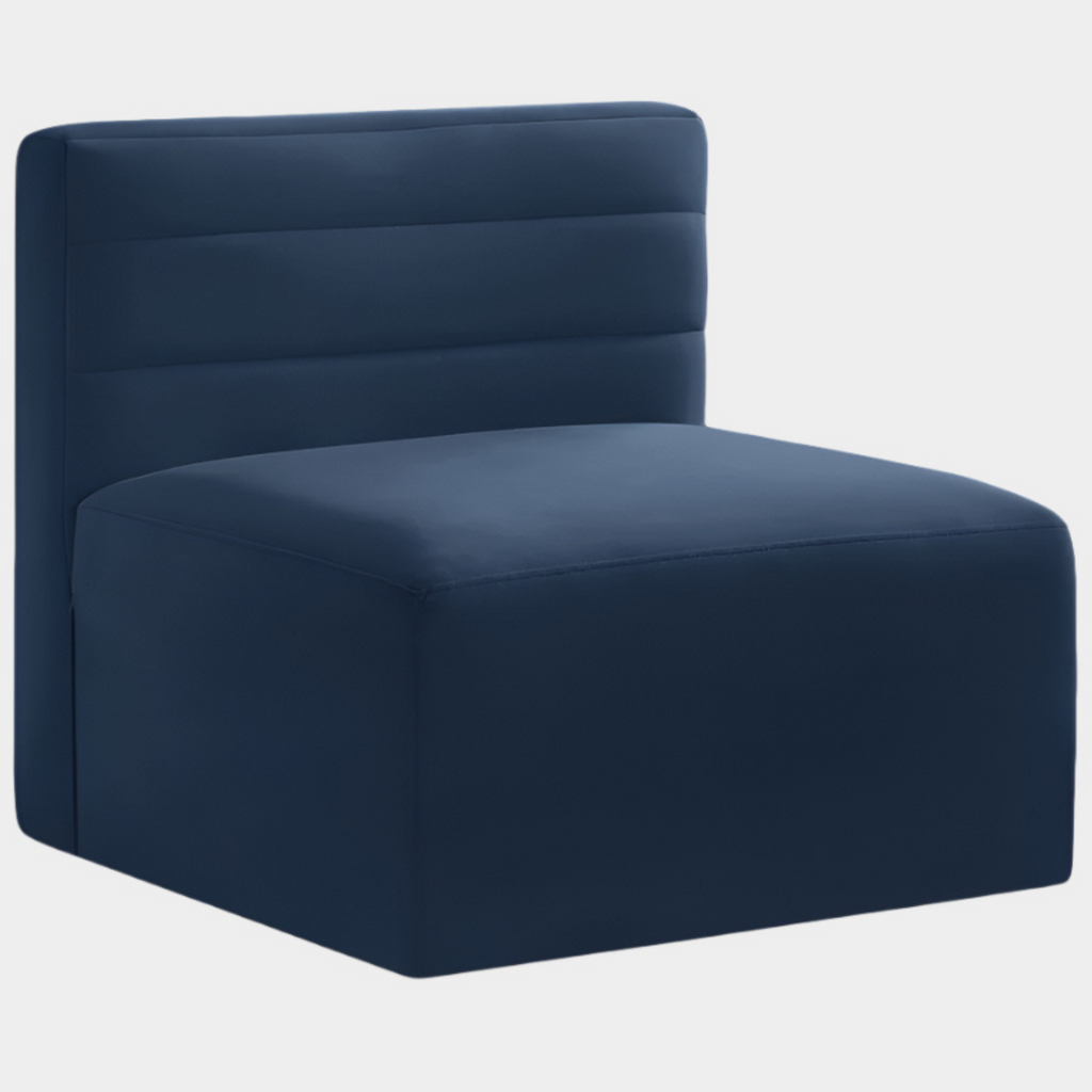 Quincy Velvet Upholstered Comfort Armless Modular Chair