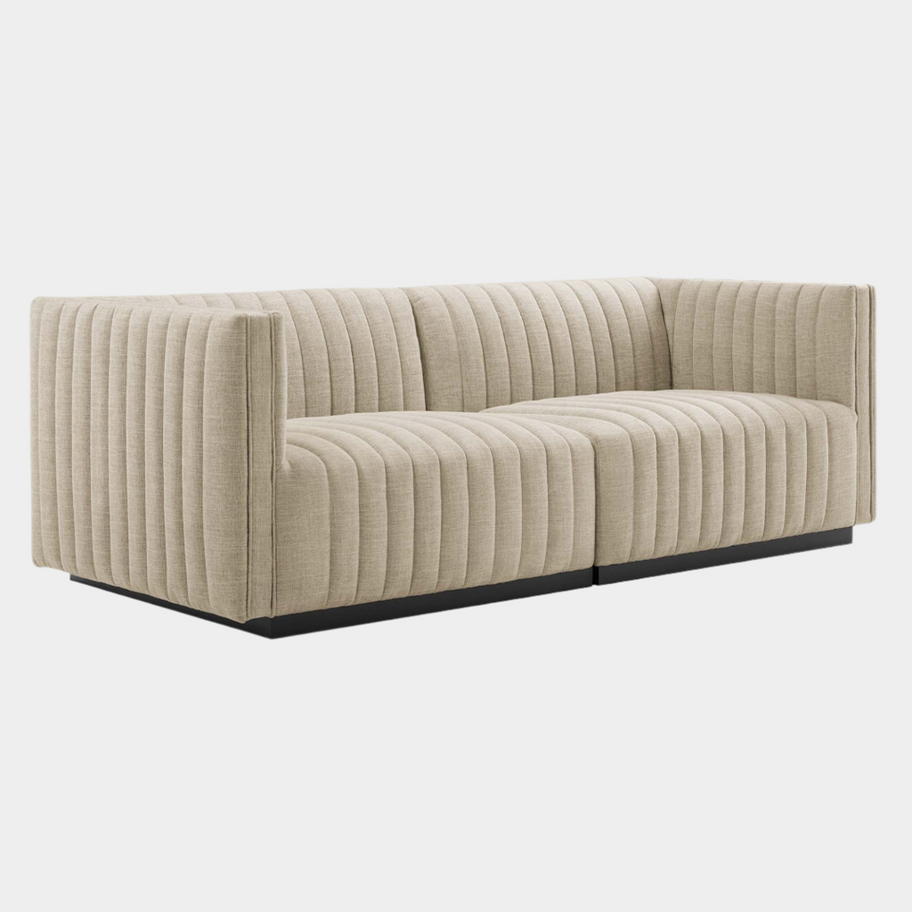Conjure Channel Tufted Upholstered Fabric Loveseat