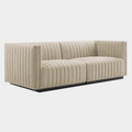 Conjure Channel Tufted Upholstered Fabric Loveseat