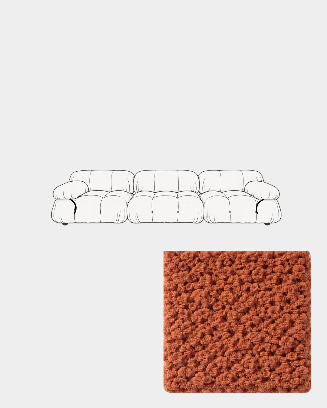 Mario Bellini Three-Seater Boucle Sofa