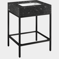 Marmo Engineered Stone Top and Matte Black Base, Steel And Glass Base Vanity