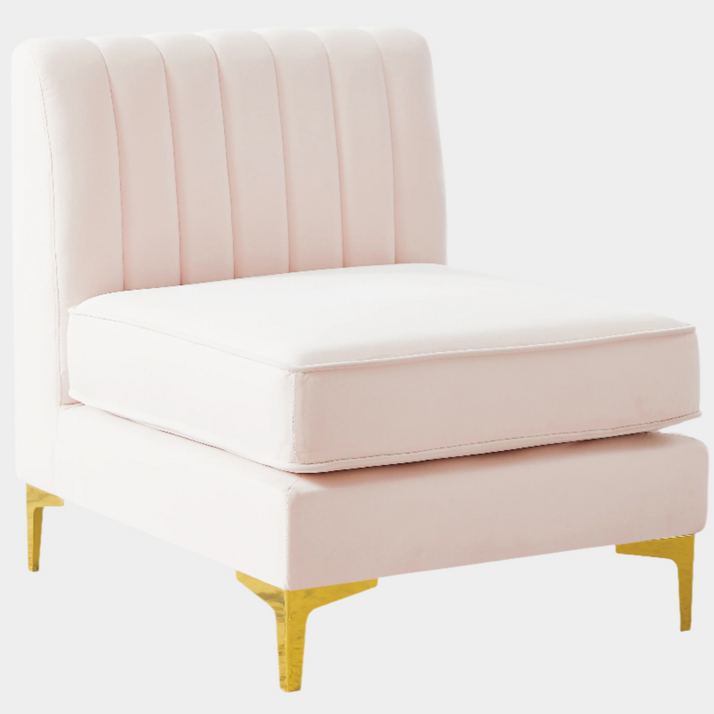 Alina Velvet Upholstered Modular Armless Chair