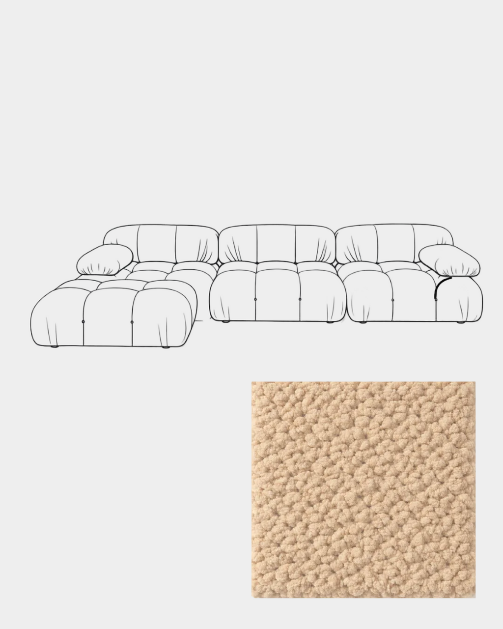 Mario Bellini Boucle Sofa with Ottoman