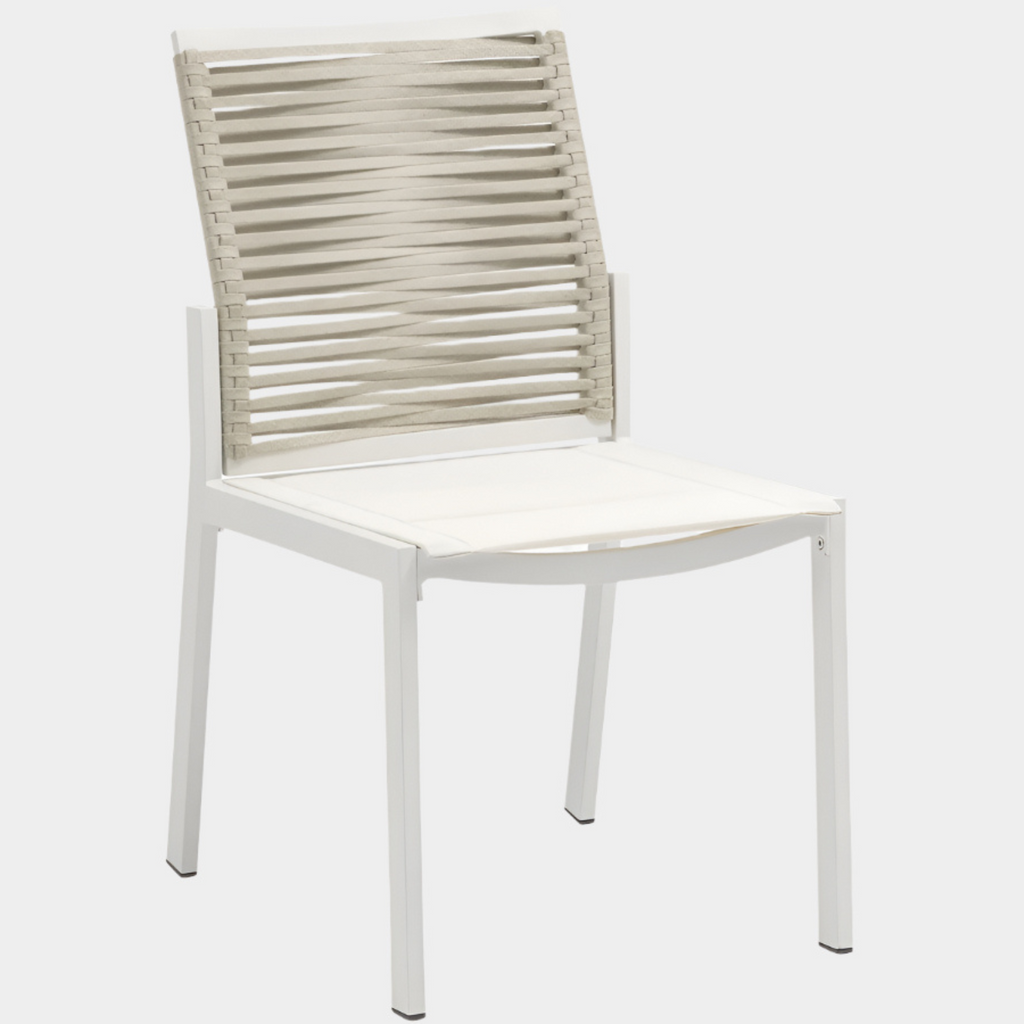 Maldives Mesh And Rope Fabric Outdoor Patio Dining Side Chair