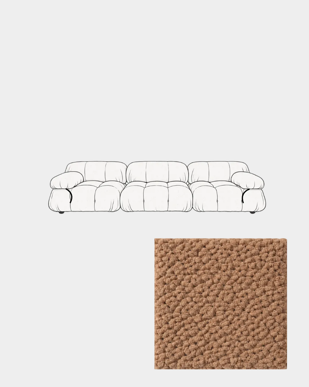 Mario Bellini Three-Seater Boucle Sofa