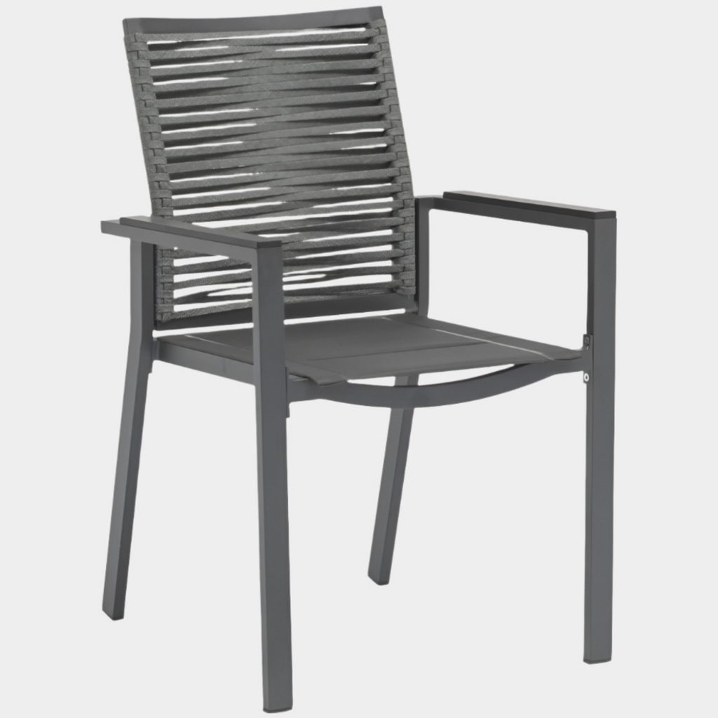 Maldives Mesh And Rope Fabric Outdoor Patio Dining Arm Chair