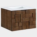 Leonardo White Engineered Stone And Solid Wood Wall Mounted Bathroom Vanity