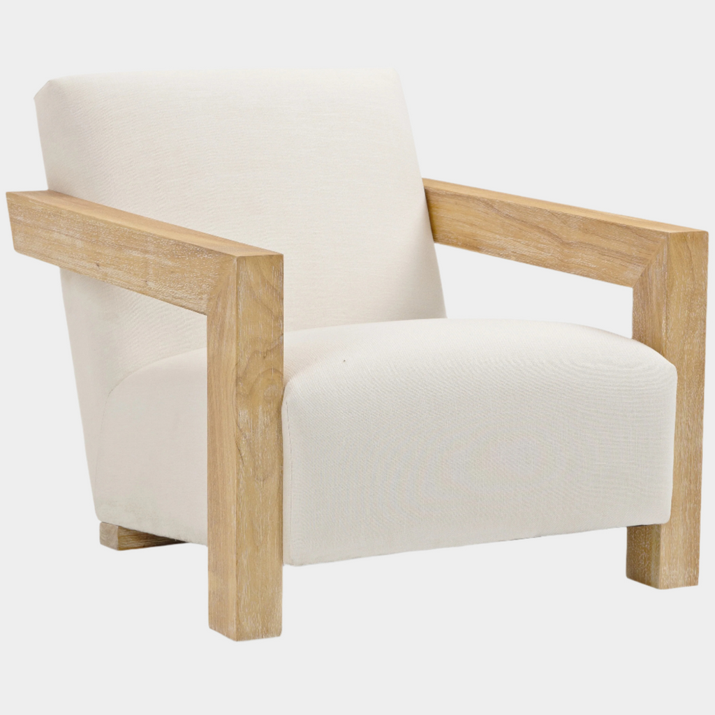 Ward Linen Textured Fabric Upholstered Accent Chair