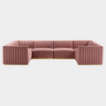 Conjure 6-Piece Channel Tufted Performance Velvet U-Shaped Sectional