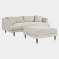 Zoya Down Filled Overstuffed Sofa and Ottoman Set in Heathered Weave Ivory
