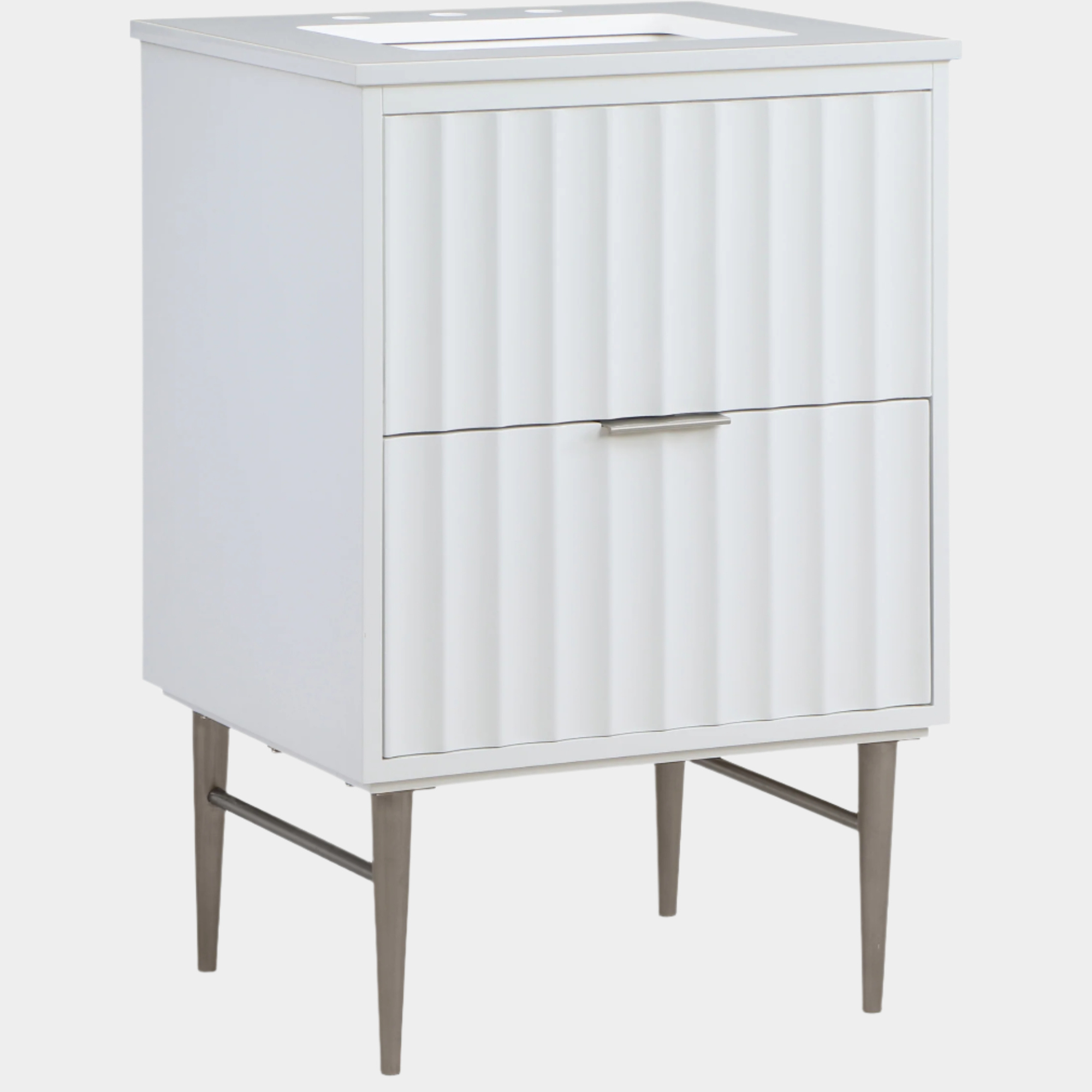 Modernist Engineered Stone Top And Solid Wood Base (brushed chrome) Bathroom Vanity