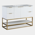 Monad 48" Genuine Marble Top, Steel And Glass Base Vanity