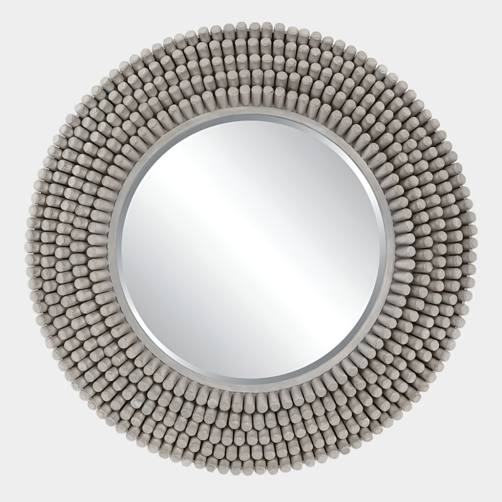 Portside Round Mirror, Gray