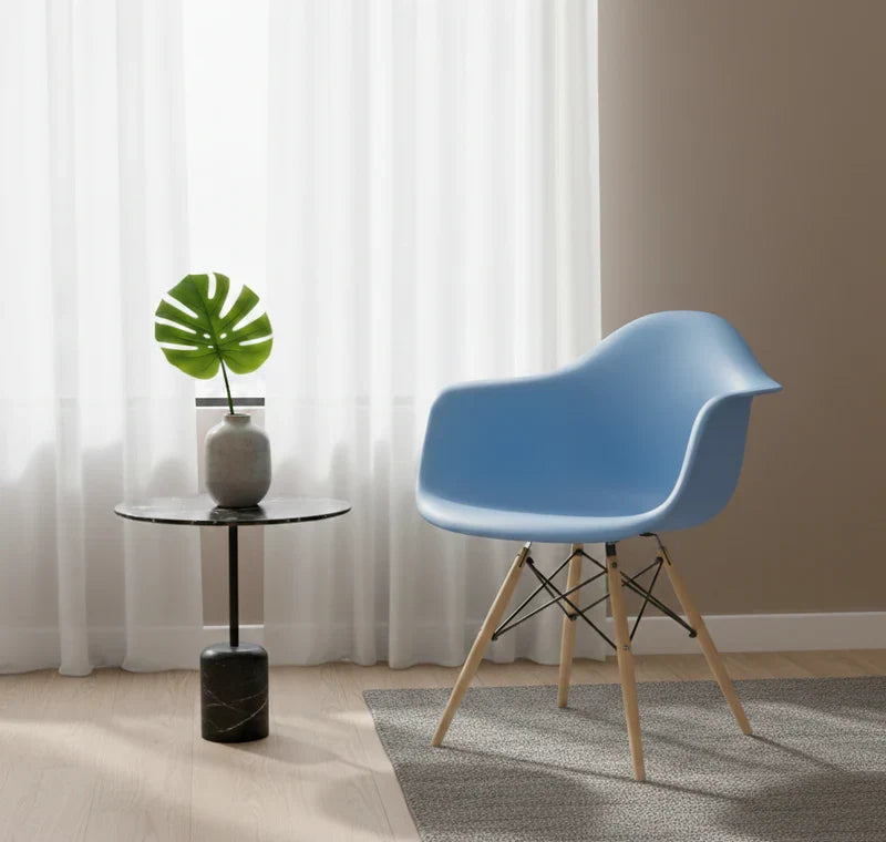 Eames Molded Plastic Armchair (Natural Wood Legs)