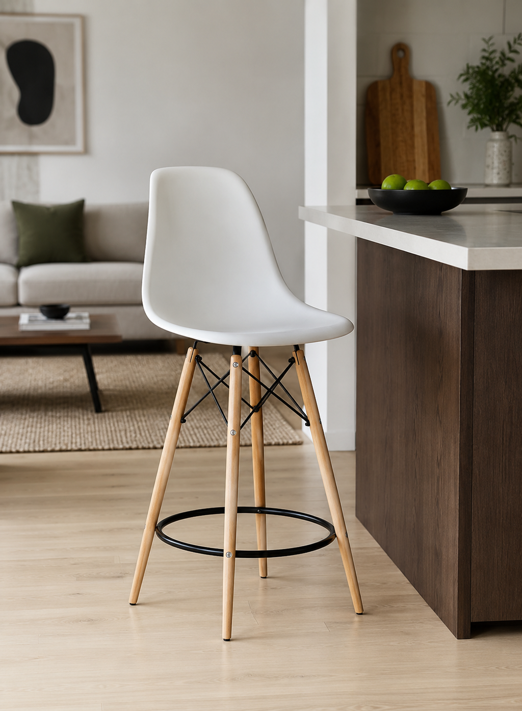 Eames Eiffel Molded Plastic Stool (Natural Base)