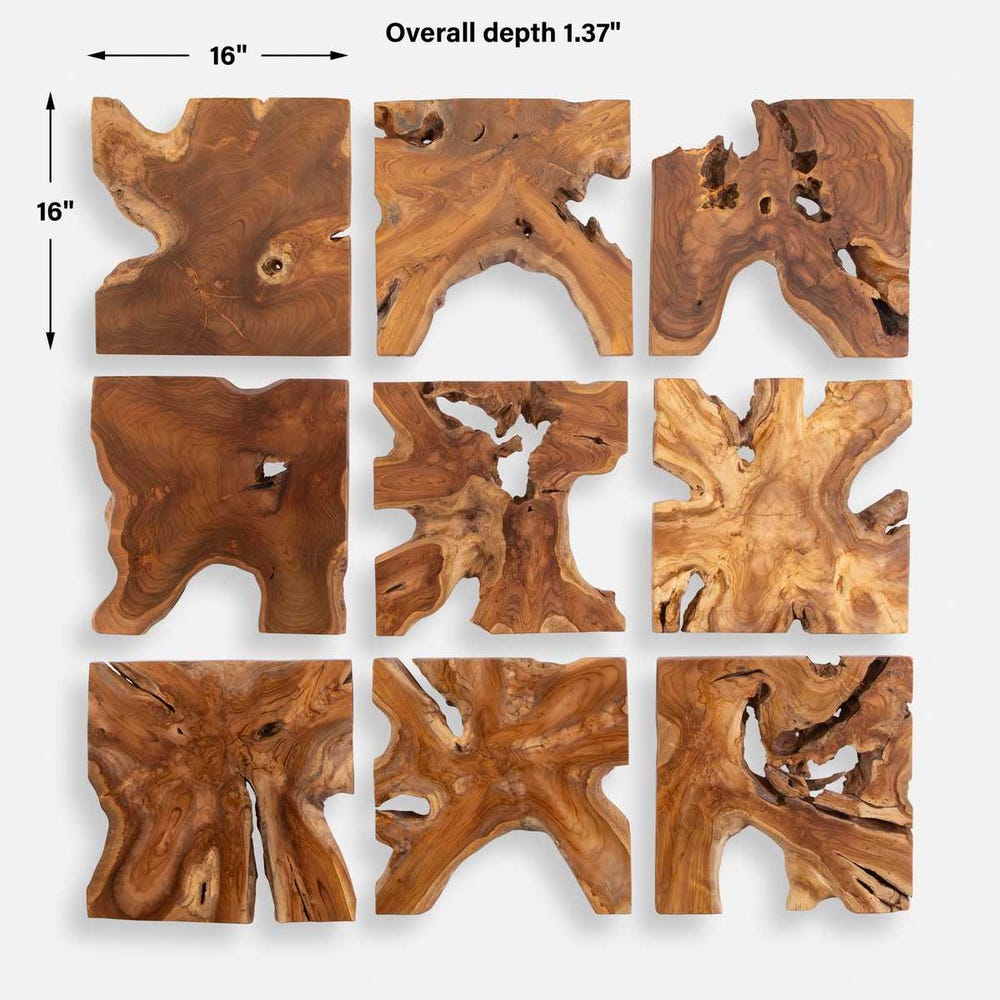 Talia Outdoor Wood Wall Decor, S/9