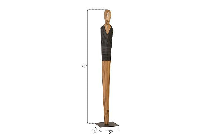 Vested Male Sculpture, Large, Chamcha, Natural, Black, Copper