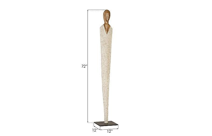 Vested Female Sculpture, Large, Chamcha, Natural, White, Gold