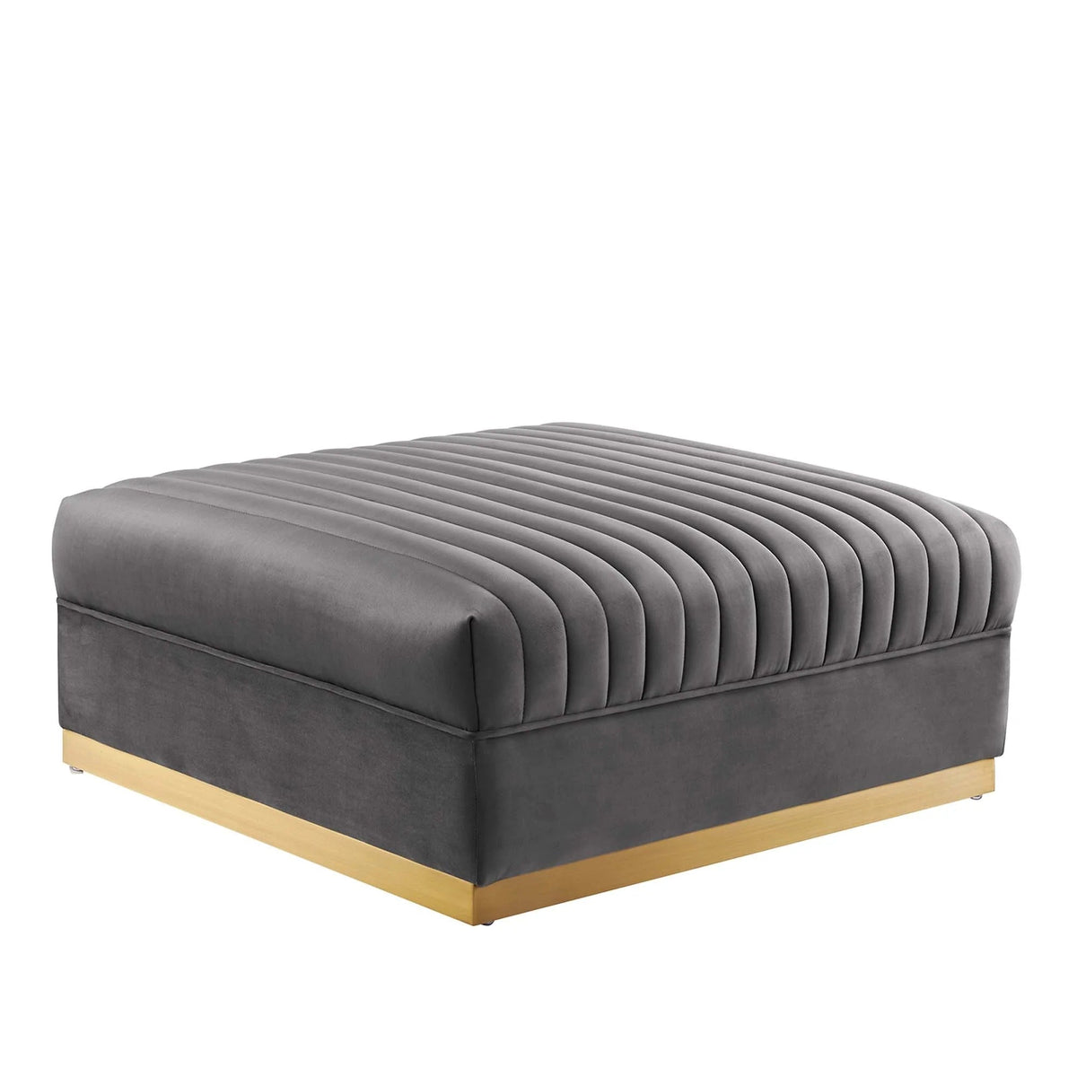 Sanguine 7-Piece Channel Tufted Performance Velvet Right-Facing Modular Sectional Sofa in Gray
