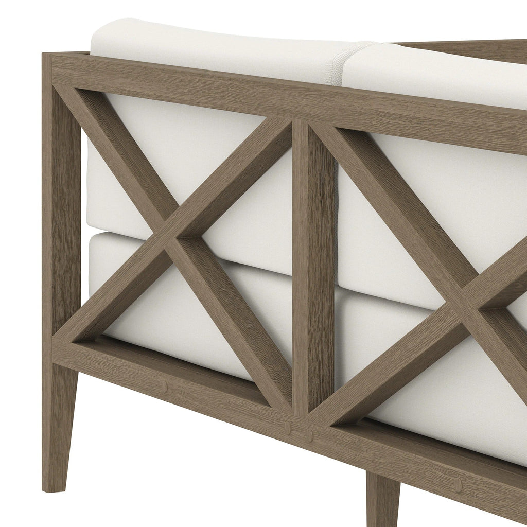 Northlake Outdoor Patio Teak Loveseat in Weathered Gray White