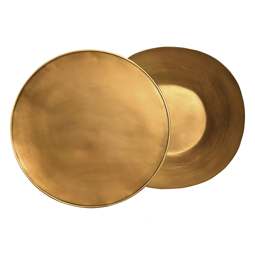 Viora 32 Inch Metal Storage Coffee Table in Burnished Brass