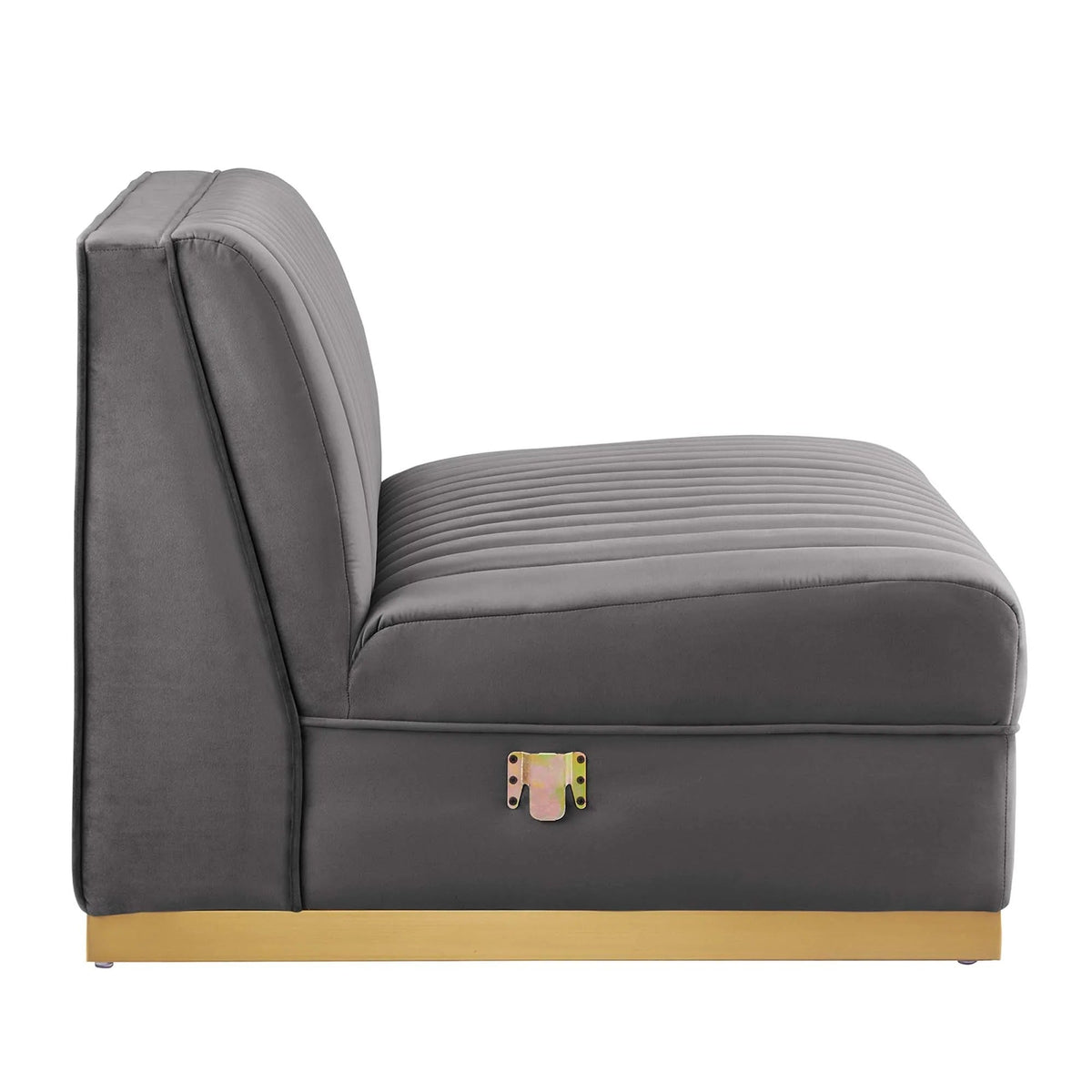 Sanguine 7-Piece Channel Tufted Performance Velvet Right-Facing Modular Sectional Sofa in Gray