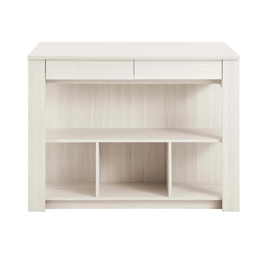 Meadowbrook 3-Piece Kitchen Island and Stool Set in White Maple