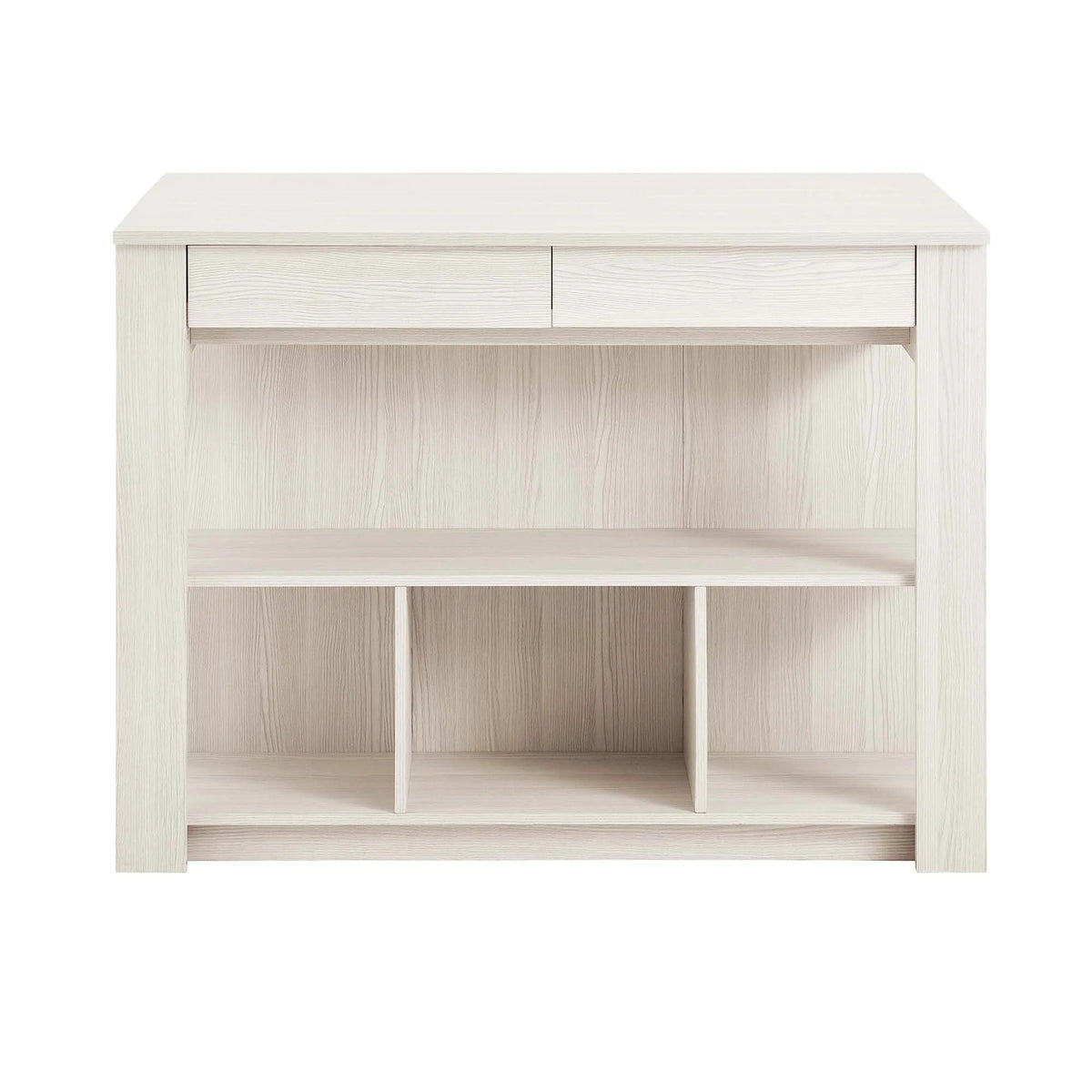 Meadowbrook 3-Piece Kitchen Island and Stool Set in White Maple
