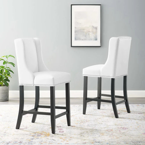 Baron Faux Leather Counter Stool Set of 2 in White