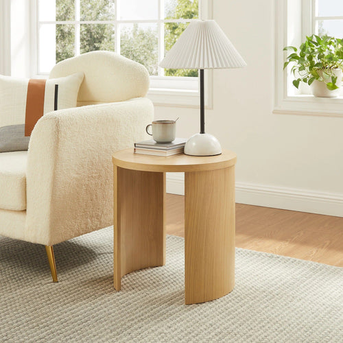 Aspect Round Wood End Table in Oak
