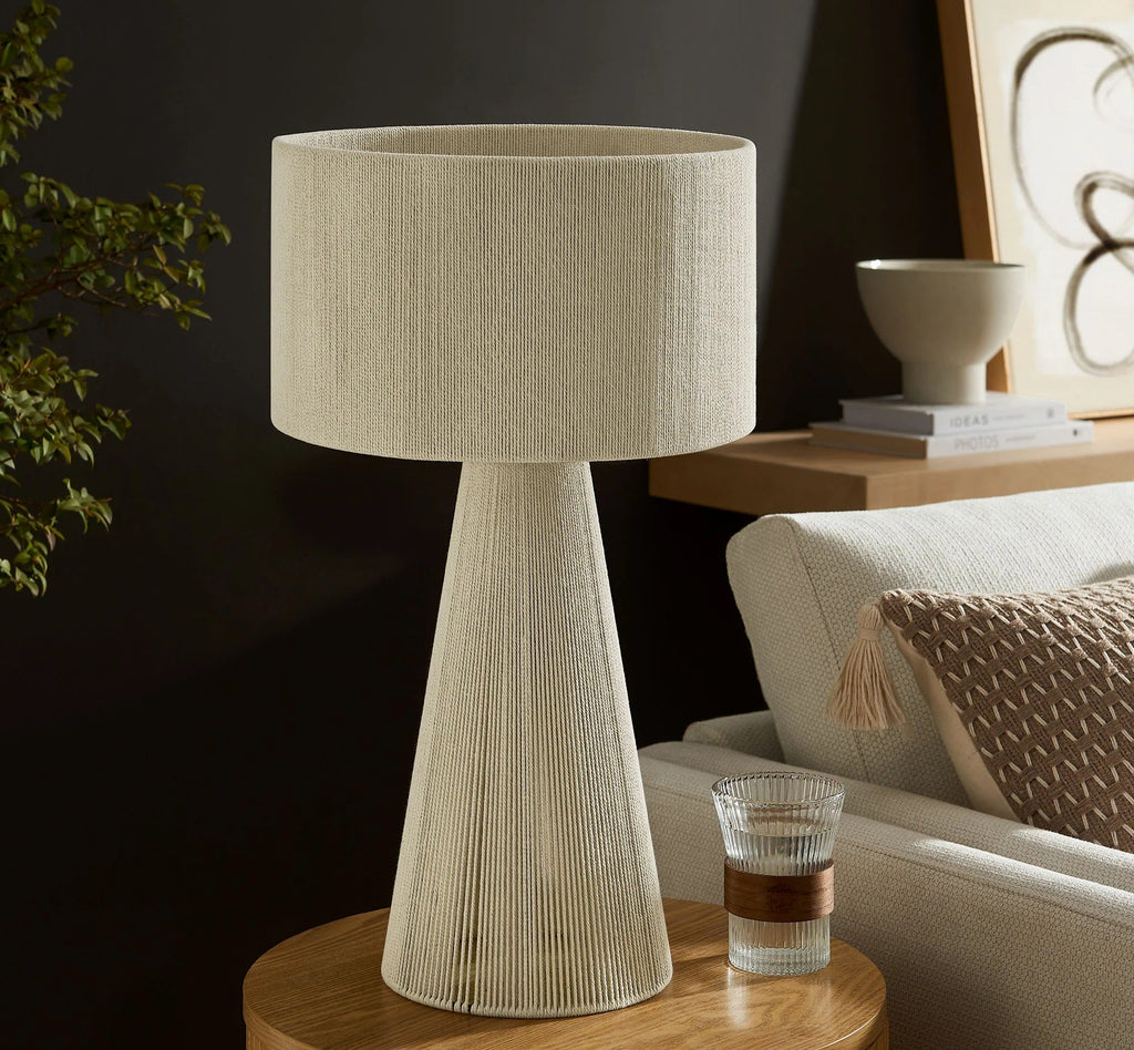 Gia Handwoven Cotton Thread Striped or Plain Table Lamp