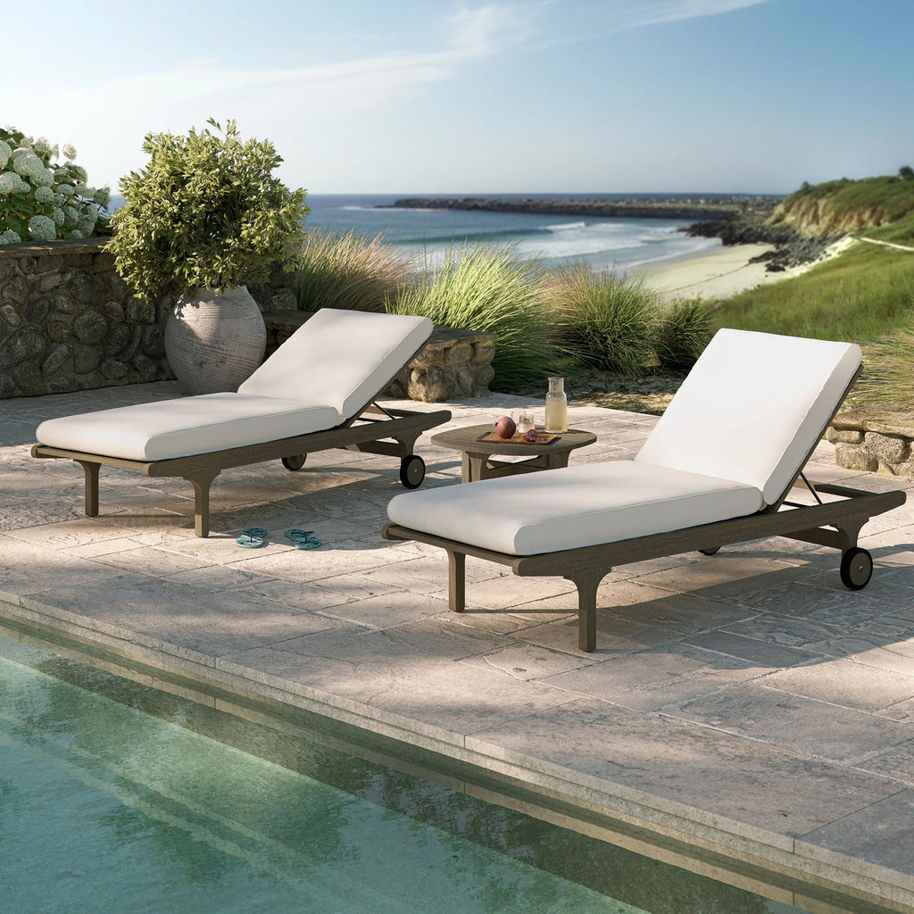 Saratoga Outdoor Teak Wood 3-Piece Chaise Lounge