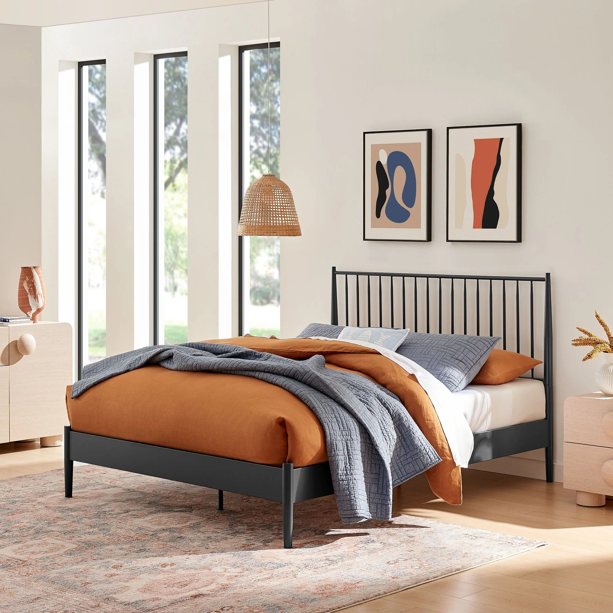 Adair Spindle Metal  Platform Bed