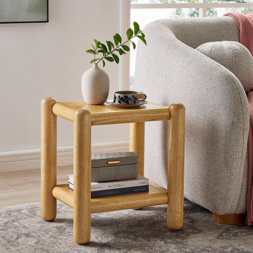 Arcus Rectangular 2-Tier Side Table in Oak