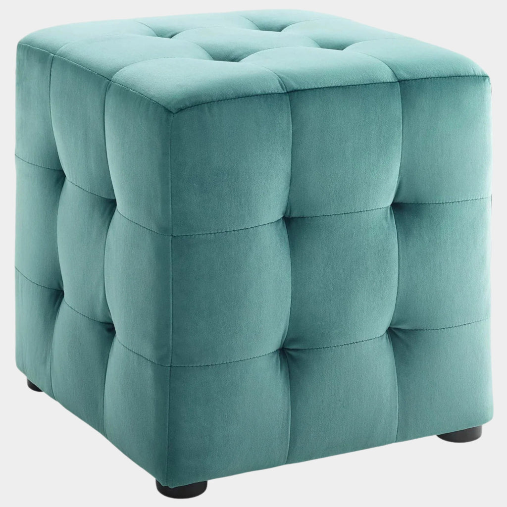 Contour Tufted Cube Performance Velvet Ottoman