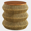 Maris Seagrass and Wood End Table in Walnut Natural