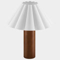 Flora Wood Table Lamp With Pleated Petal Shade in Walnut