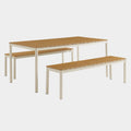 Finn Outdoor Patio Aluminum Faux Wood Dining Set with Benches in Natural
