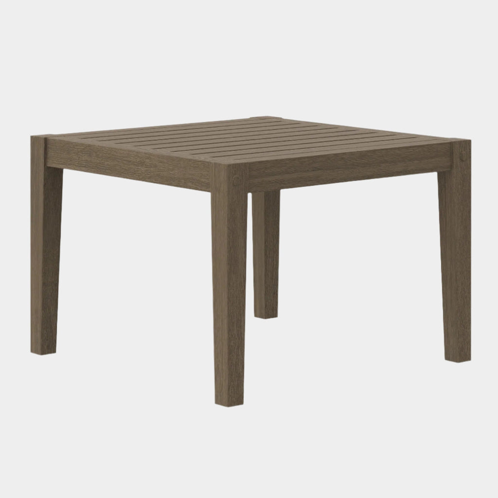 Northlake Square Outdoor Patio Teak Side Table in Weathered Gray
