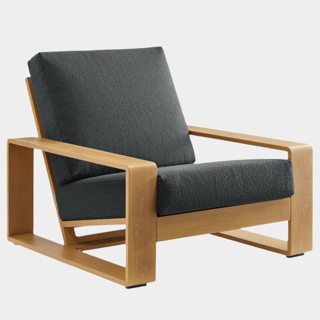 Lirienne Outdoor Patio Aluminum Faux Wood Armchair
