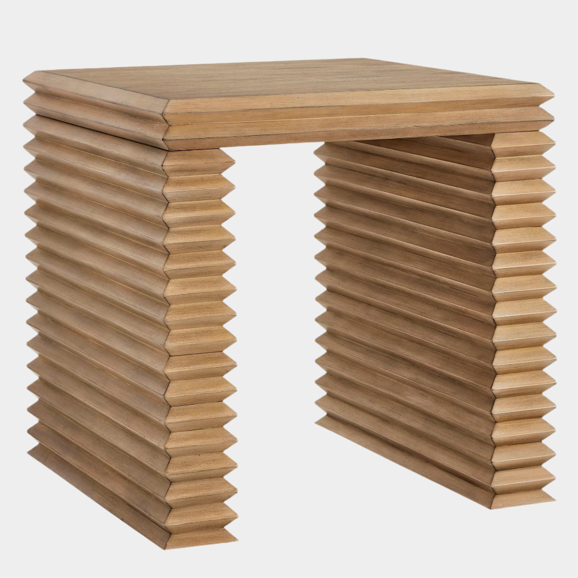 Canto Square 24" Stacked Design End Table in Weathered Oak