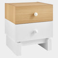 Nolia 2-Drawer Color Block Nightstand in Oak White