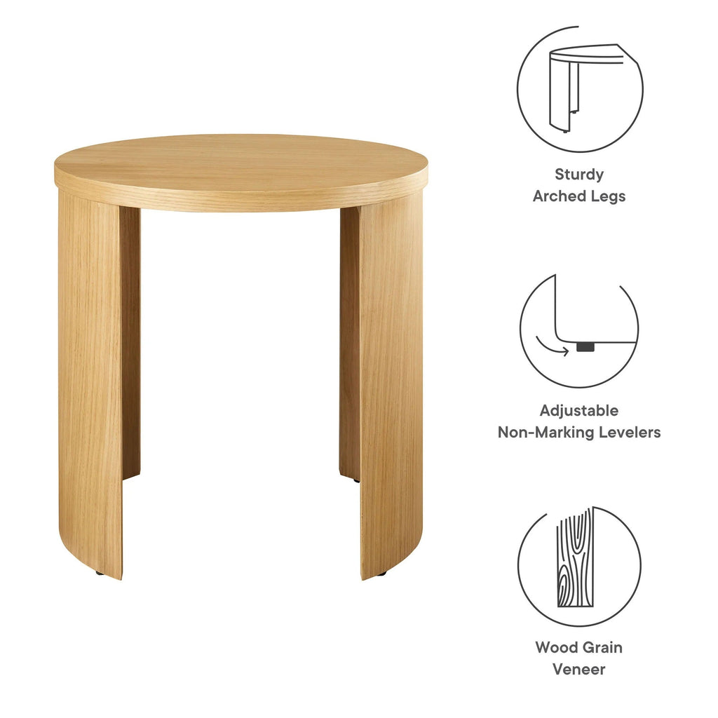 Aspect Round Wood End Table in Oak